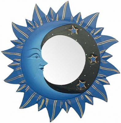 Blue Sun, Moon & Stars Mirror, 12" diameter