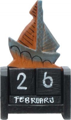 Mini-Wood Block Calendar with Boat
