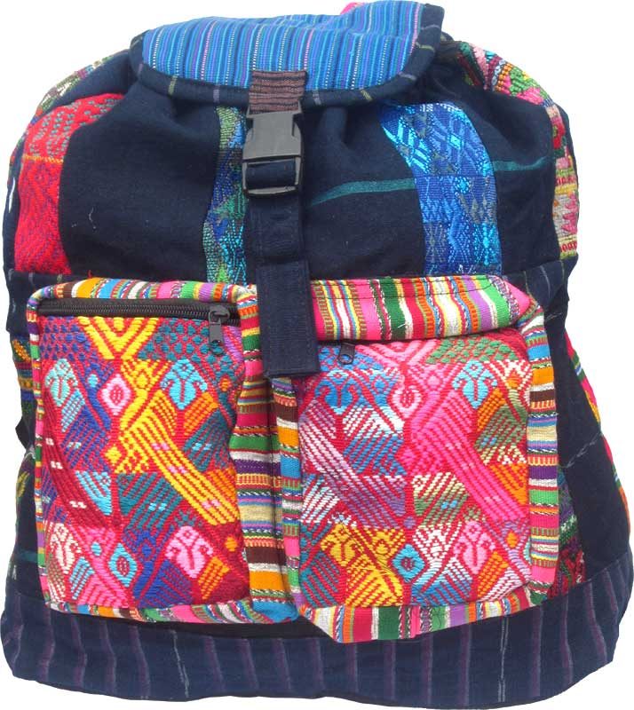 Colorful Patch & Denim Color Backpack