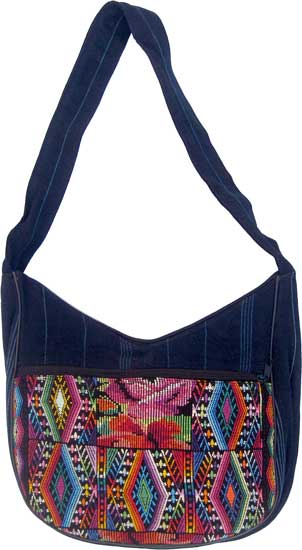 Chichi Weave and Denim Shoulder Bag