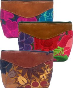 Large Cosmetic Purse with Suede Top & Bottom