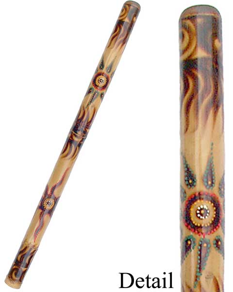 Bamboo Didgeridoo with Sun and Flames
