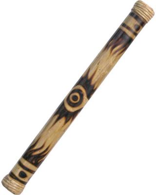 Bamboo Rainstick with Burnt Sun Design, 24 inches long