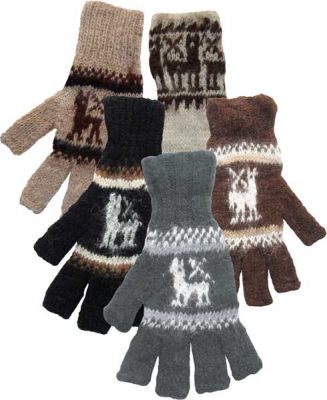 Alpaca Fingerless Gloves with Knit Llama Pattern