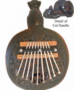 Kalimba Thumb Piano with Carved Cat Handle