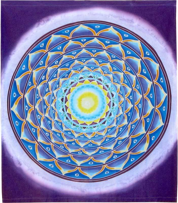 Hand-Batiked Purple Mandala on Cotton