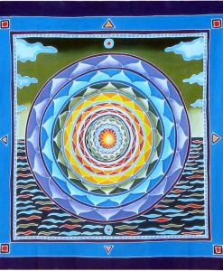 Hand-Batiked Sky & Sea Mandala on Cotton