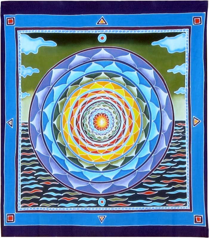 Hand-Batiked Sky & Sea Mandala on Cotton