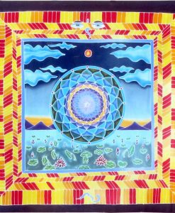 Hand-Batiked Sky, Mountains & Water Mandala on Cotton