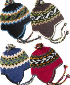 Knit Wool Hat with Earflaps and Polar-Fleece