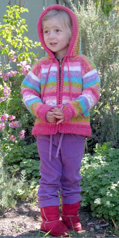 Pastel Rainbow Child`s Cardigan with Hood