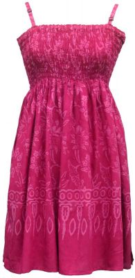 Elastic Bodice Spaghetti Strap Dress in Red Flower Batik, One Size