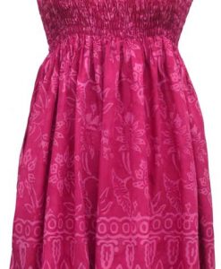 Elastic Bodice Spaghetti Strap Dress in Red Flower Batik, One Size