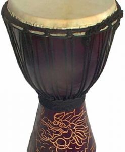 Djembe with Dragon Carving - Dark Brown 16" x 7"