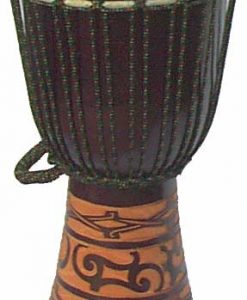 Djembe with African Carving - Dark Brown 20" x 8.5"
