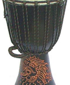 Djembe with Dragon Carving - Dark Brown 20" x 8.5"