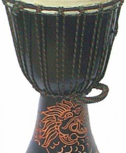 Djembe with Dragon Carving â€“ Dark Brown 28â€³ x 13â€³