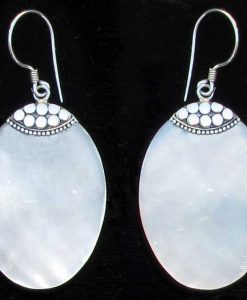 Oval Mother of Pearl and Sterling Silver Earrings