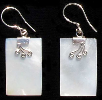 Rectangular Mother of Pearl and Sterling Silver Earrings