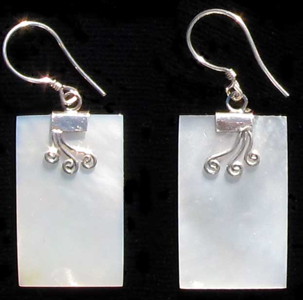 Rectangular Mother of Pearl and Sterling Silver Earrings