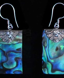Rectangle Paua Shell and Sterling Silver Earrings