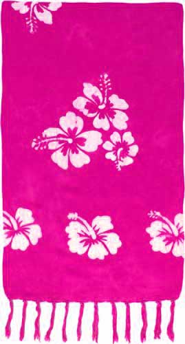 Pink Sarong with White Hibiscus Flowers