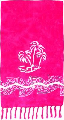 Plus Size Sarong - Pink Sarong with White Palm Trees