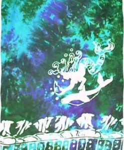 Turquoise, Green & Purple Sarong with White Mermaids