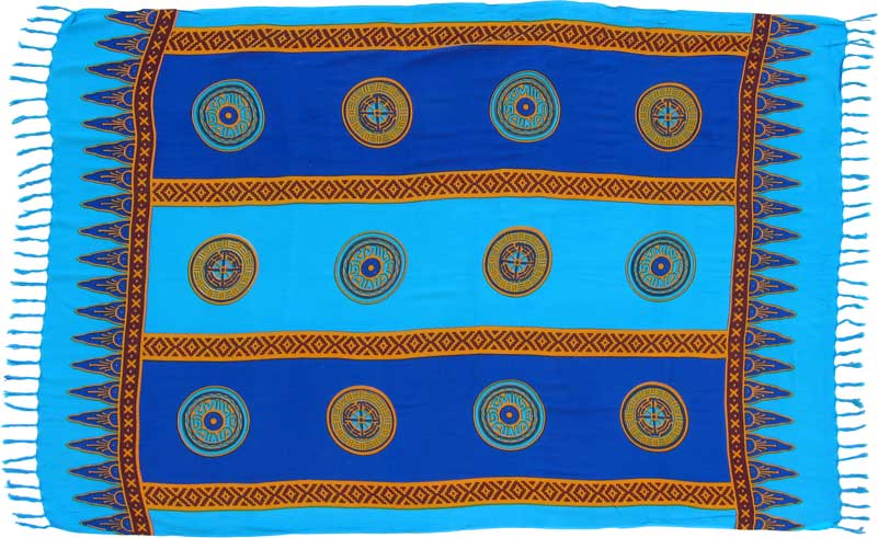 Blue and Turquoise Asian Coin "Baliku" Sarong