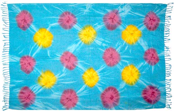 Tie-Dye Sarong in Turquoise with Yellow & Orange