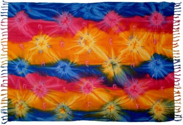 Plus Size Sarong - Deep Colored Rainbow Tie-Dye Sarong