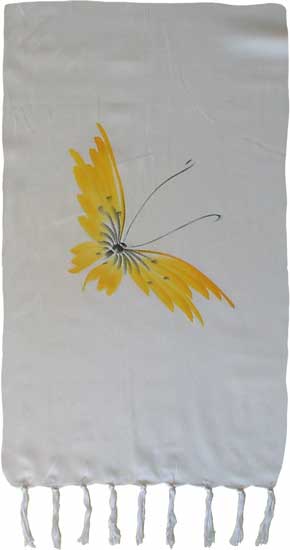 Yellow Hand-Painted Butterfly Sarong