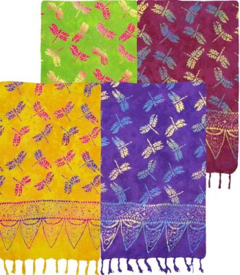 Colorful Dragonfly Sarong
