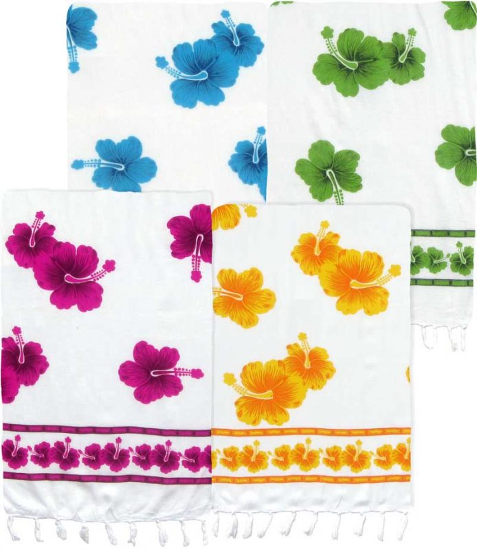 White Floral Print Sarong