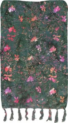Dark Green with Pink Flowers Premium Batik Sarong