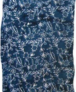 Deep Blue Teal & White Floral Artisan Batik Sarong