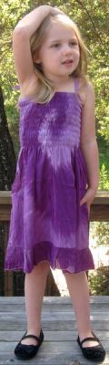 Girls` Purple Spiral Tie Dye Dress with Ruffle