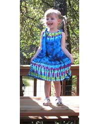 Girl`s Blue Tie-Dye Dress with Tie Strap