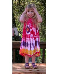 Girl`s Red Tie-Dye Dress with Tie Strap
