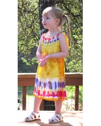 Girl`s Yellow Tie-Dye Dress with Tie Strap