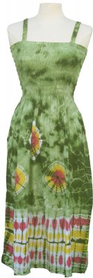 Adult Green Tie-Dye Dress with Elastic Bodice