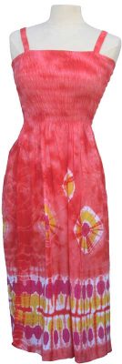 Adult Red Tie-Dye Dress with Elastic Bodice