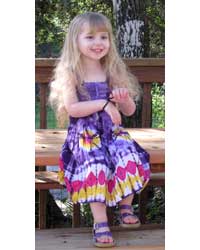 Girl`s Purple Tie-Dye Dress with Elastic Bodice