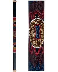 Bamboo Rainstick with Painted Aboriginal Turtle Design, 48 inches long