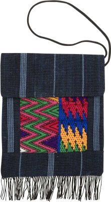 Passport Bag with Fringe and Huipil Patch
