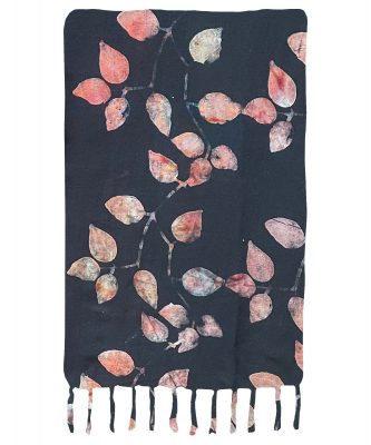 Black with Red Leafy Vines Premium Batik Sarong